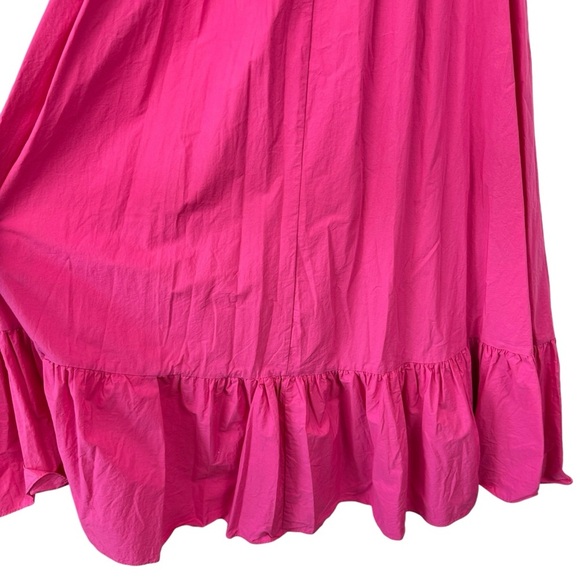 ZARA Hot Pink Puff Bubble Sleeve Tiered Midi Dress Flowy Barbie Feminine XS - Picture 12 of 15
